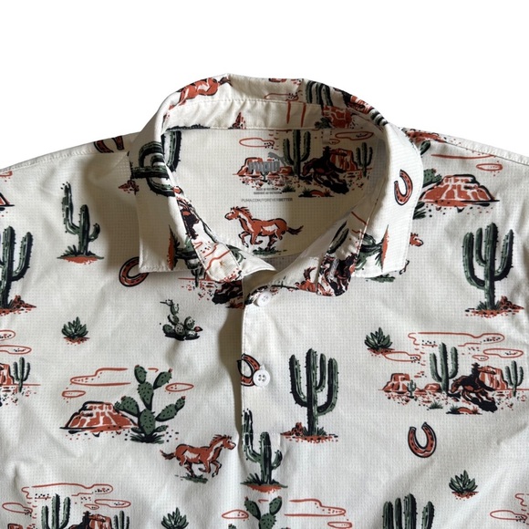 PUMA WHITE “WILD WEST” PRINT SHORT SLEEVE GOLF POLO SIZE SMALL - Picture 2 of 8